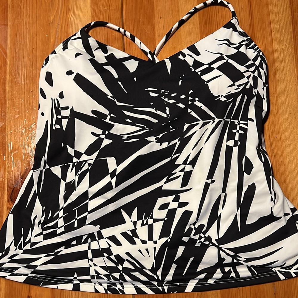 LL Bean New Currents Tankini Top Print Sz 12